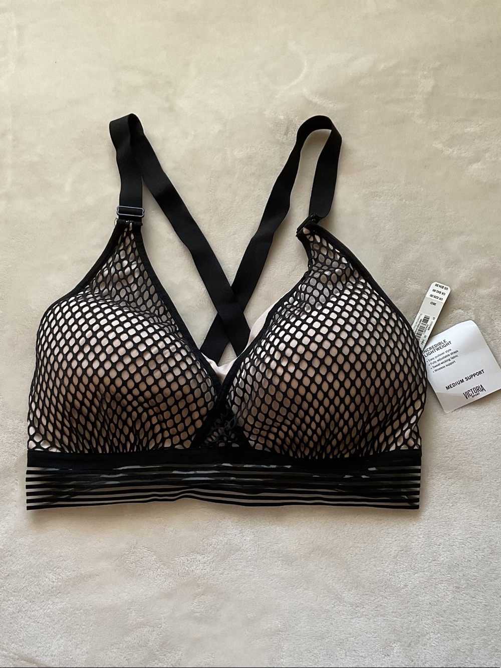 Victoria's Secret Black Fishnet Overlay Bralette - Picture 1 of 6